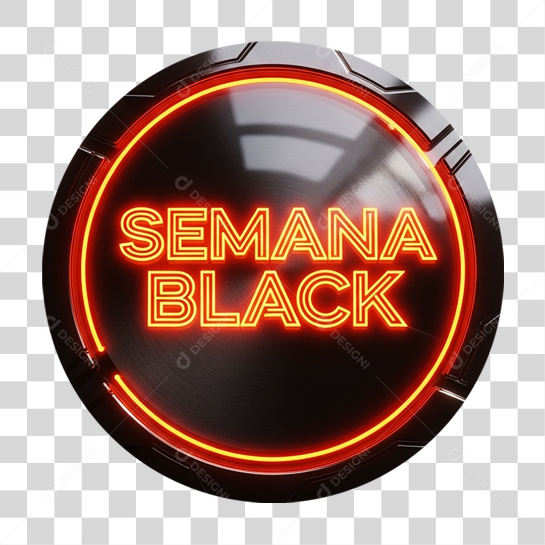 Selo 3D Semana Black PNG Transparente