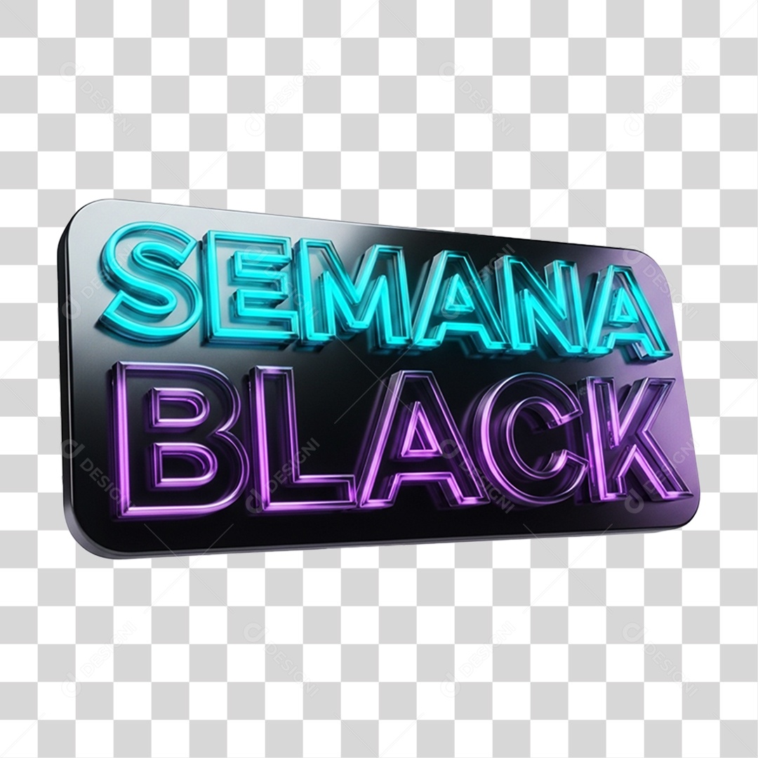 Selo 3D Semana Black PNG Transparente