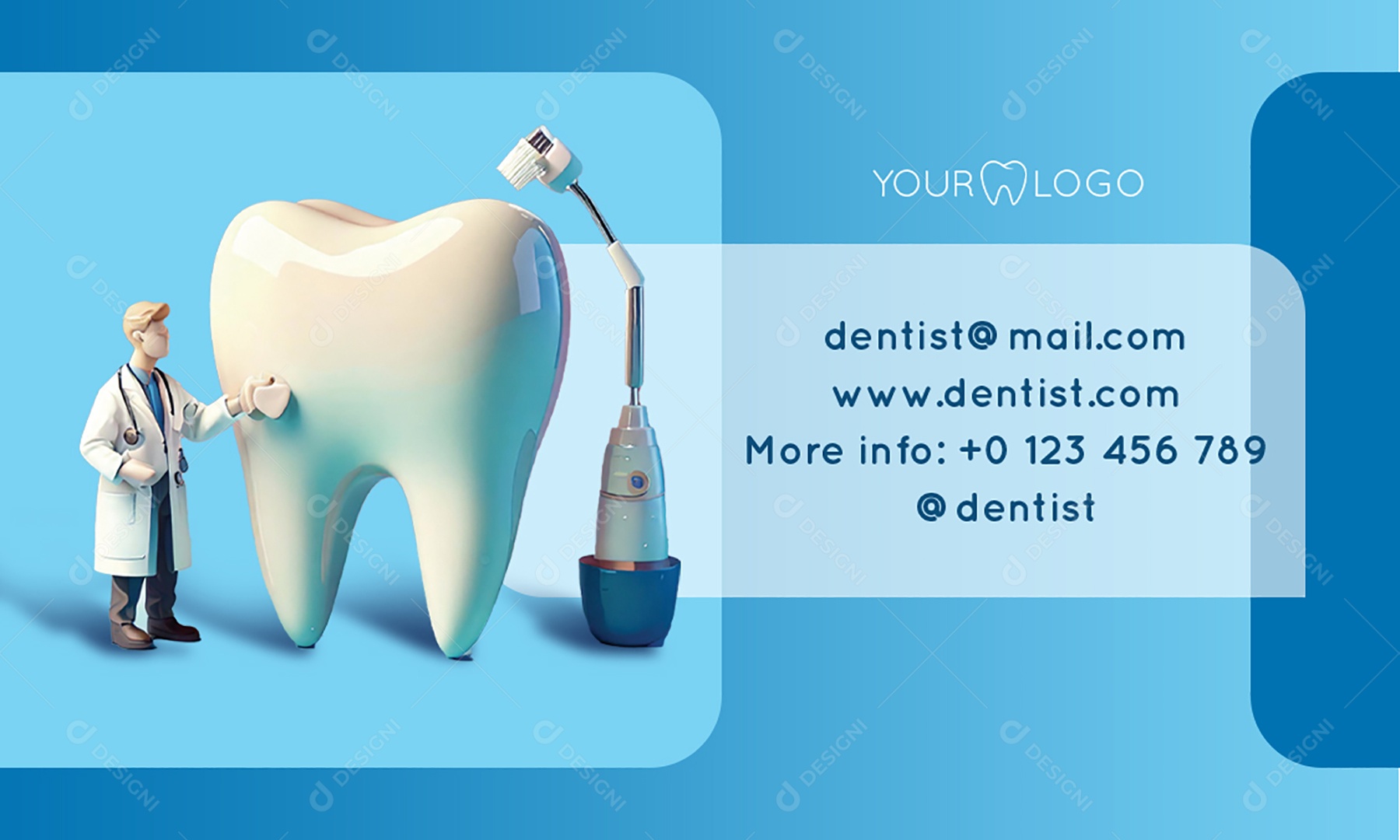 Banner Contato Clínica Dentária Com Médico 3D Escova Elétrica E Informações Profissionais Social Media PSD Editável
