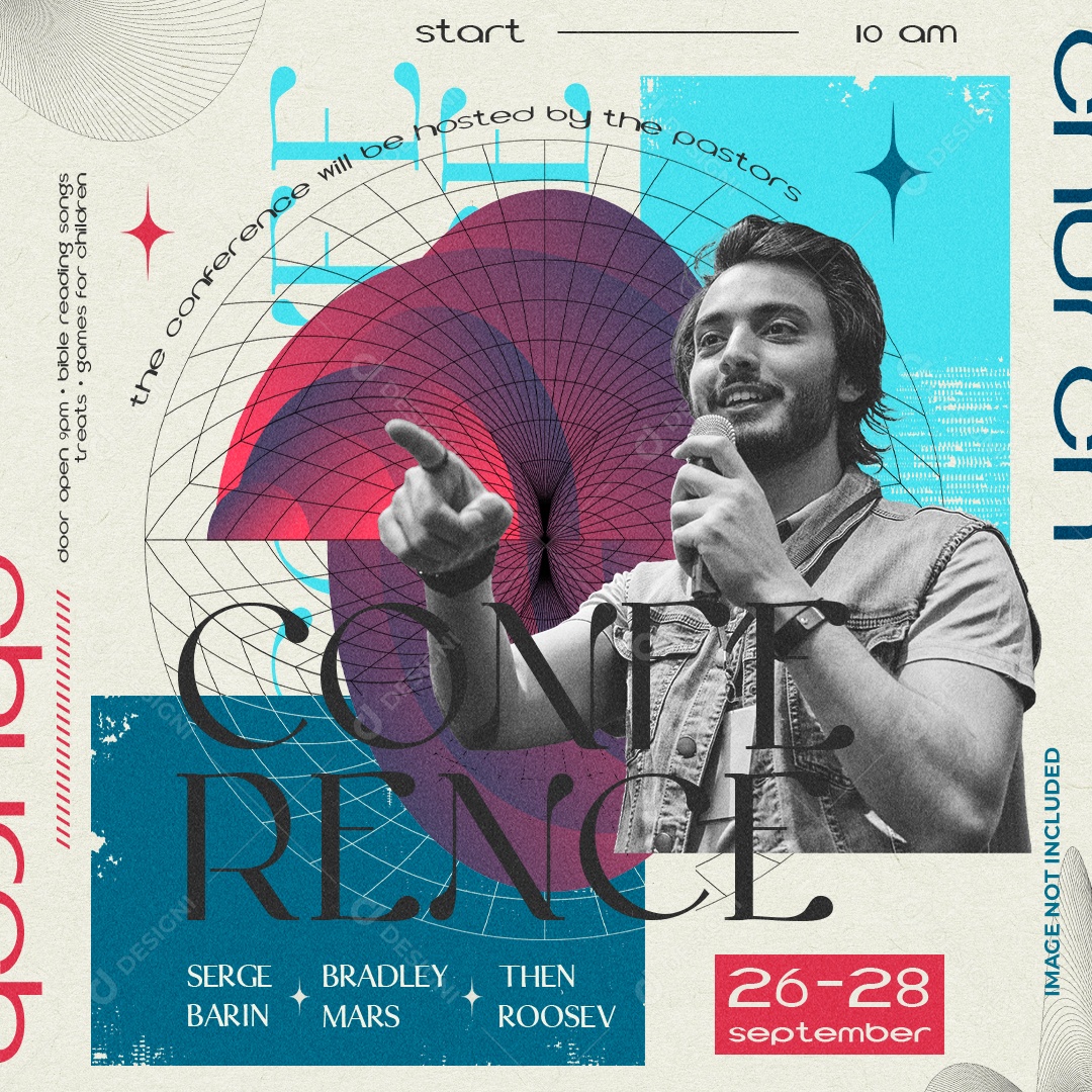 Feed Conferência Igreja Com Palestrante Principal Fundo Texturizado E Elementos Gráficos Modernos Social Media PSD Editável