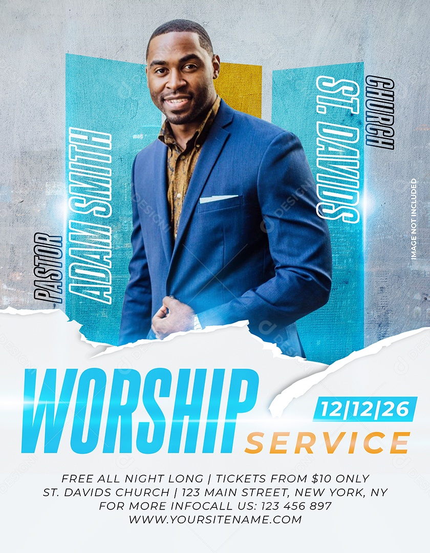 Story Worship Service Azul Com Pastor Moderno Arte Religiosa Com Tipografia Clean E Layout Profissional PSD Editável