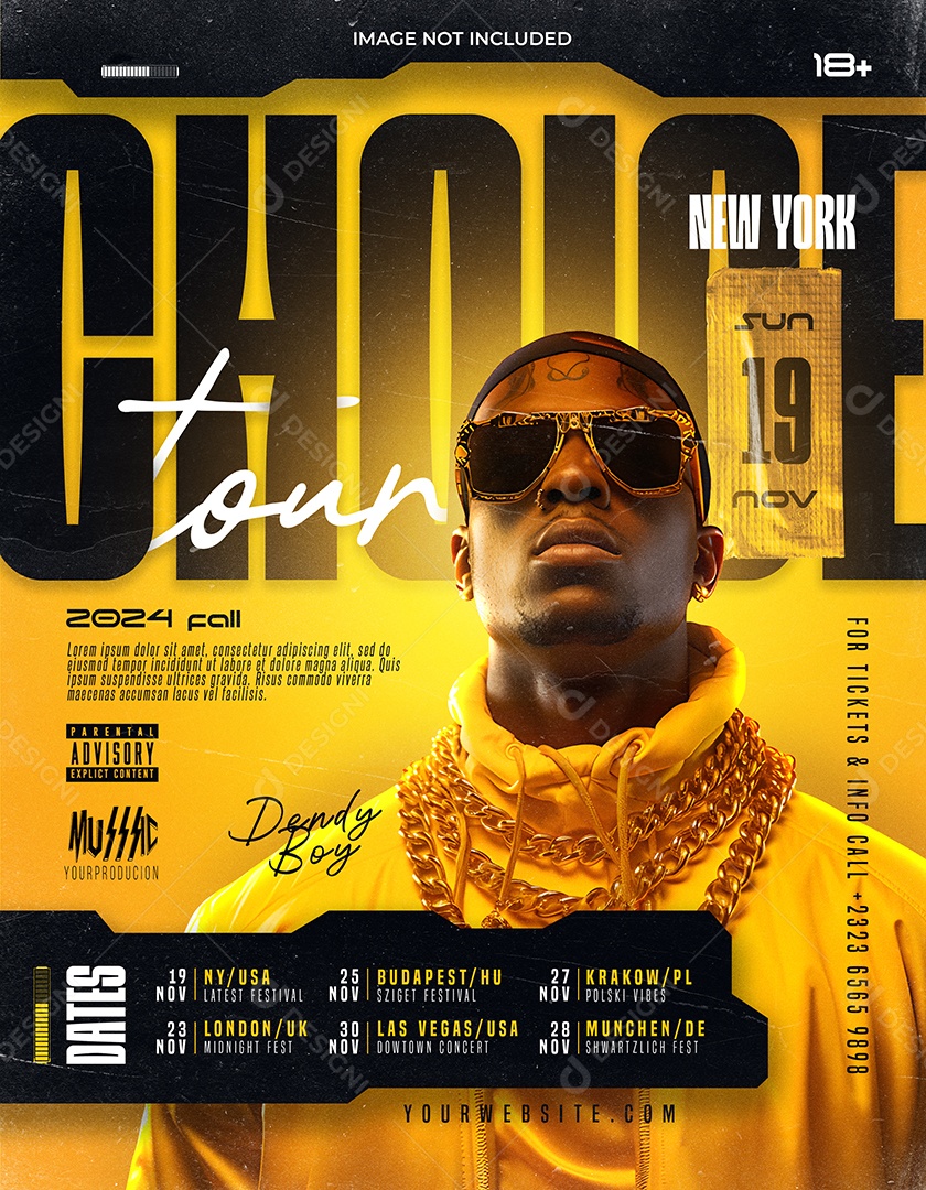 Story Rapper Show Tour Amarelo Com Artista Em Destaque Arte Urbana Forte E Impactante PSD Editável