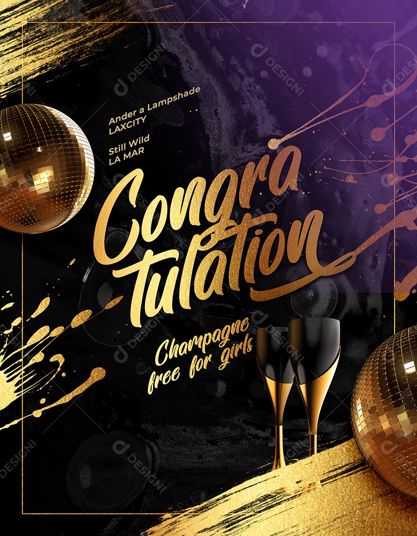 Feed Congratulação Champanhe Luxo Com Ouro E Iluminação Brilhante Arte Premium Para Eventos Comemorativos PSD Editável