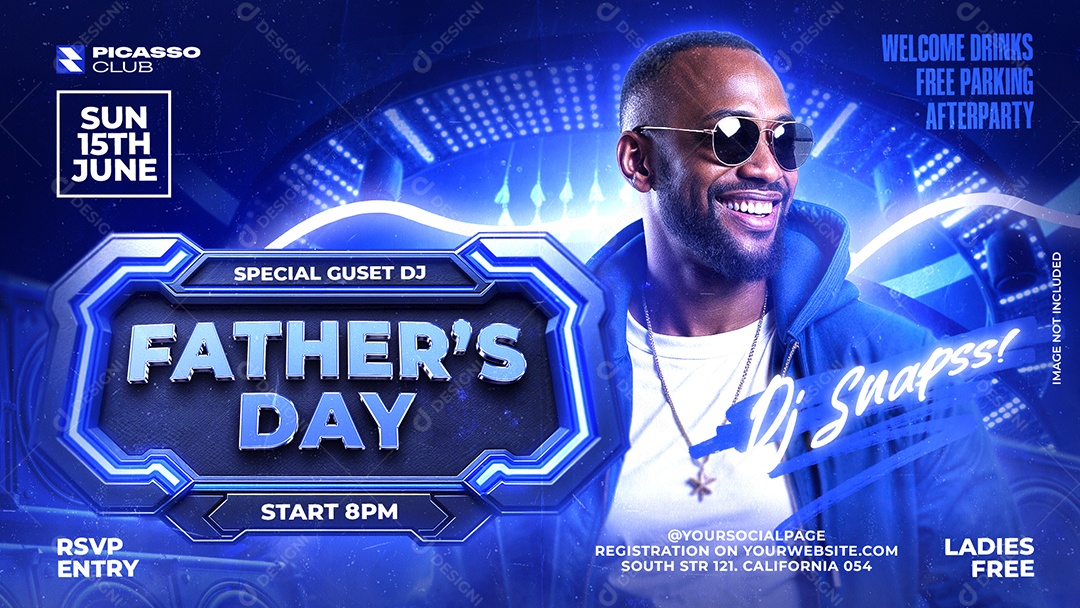 Banner Father’s Day Azul Moderno Com Homenagem Ao Dia Dos Pais Arte Iluminada Em Tons Frios PSD Editável