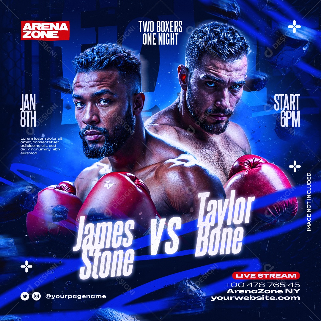 Feed Luta Fight Night Versus Com Atletas Em Destaque Arte Intensa De Evento Esportivo PSD Editável