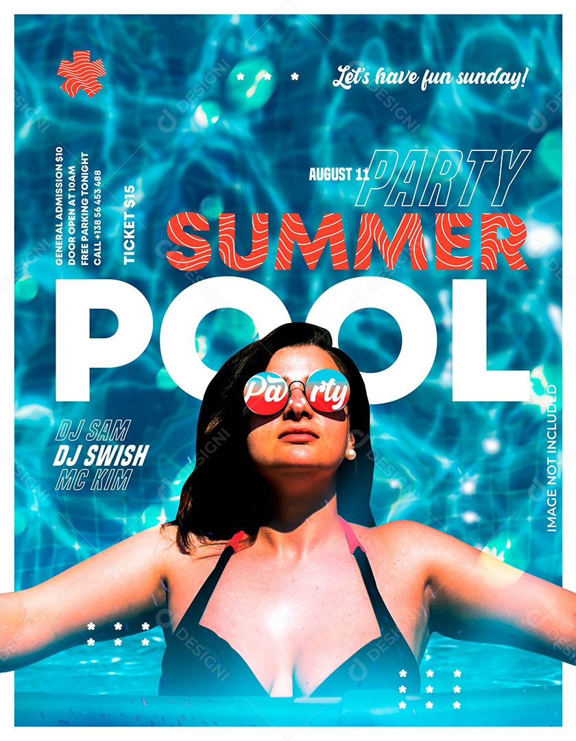 Feed Summer Pool Festa Azul Com Modelo Na Piscina Arte Vibrante De Verão PSD Editável