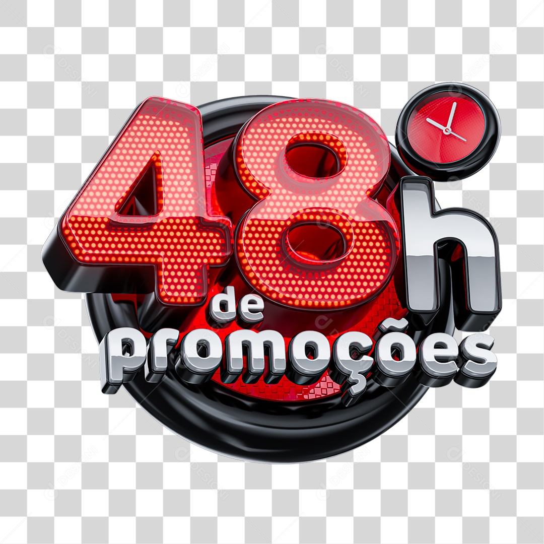 Selo 3D 48 Horas de Promoções PNG Transparente