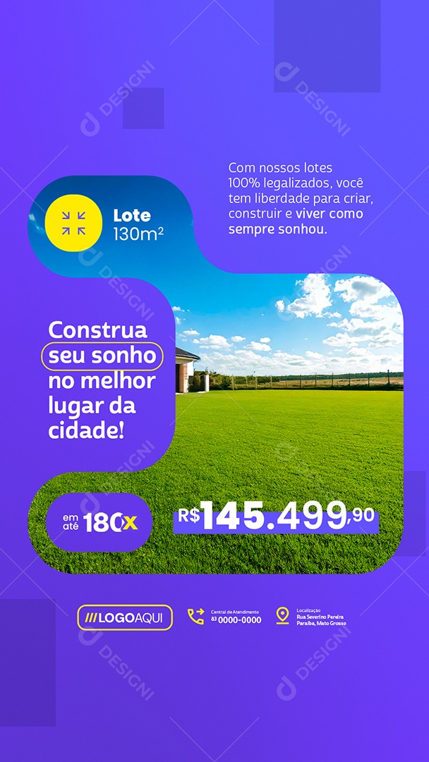 Story Loteamento Construa Seu Sonho Social Media PSD Editável