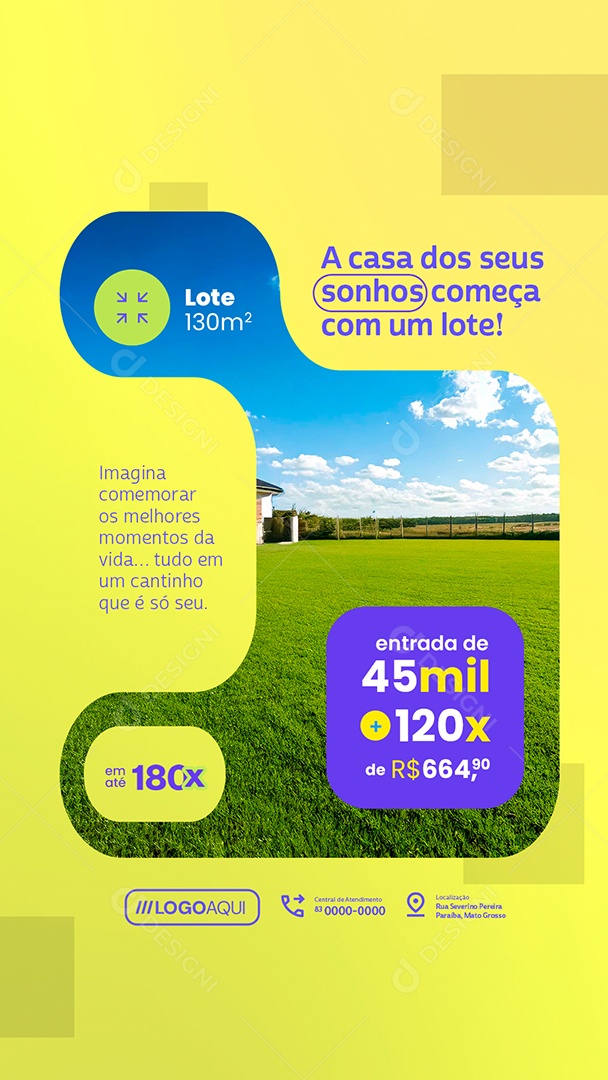 Story Loteamento A Casa dos Seus Sonhos Começa com Um Lote Social Media PSD Editável