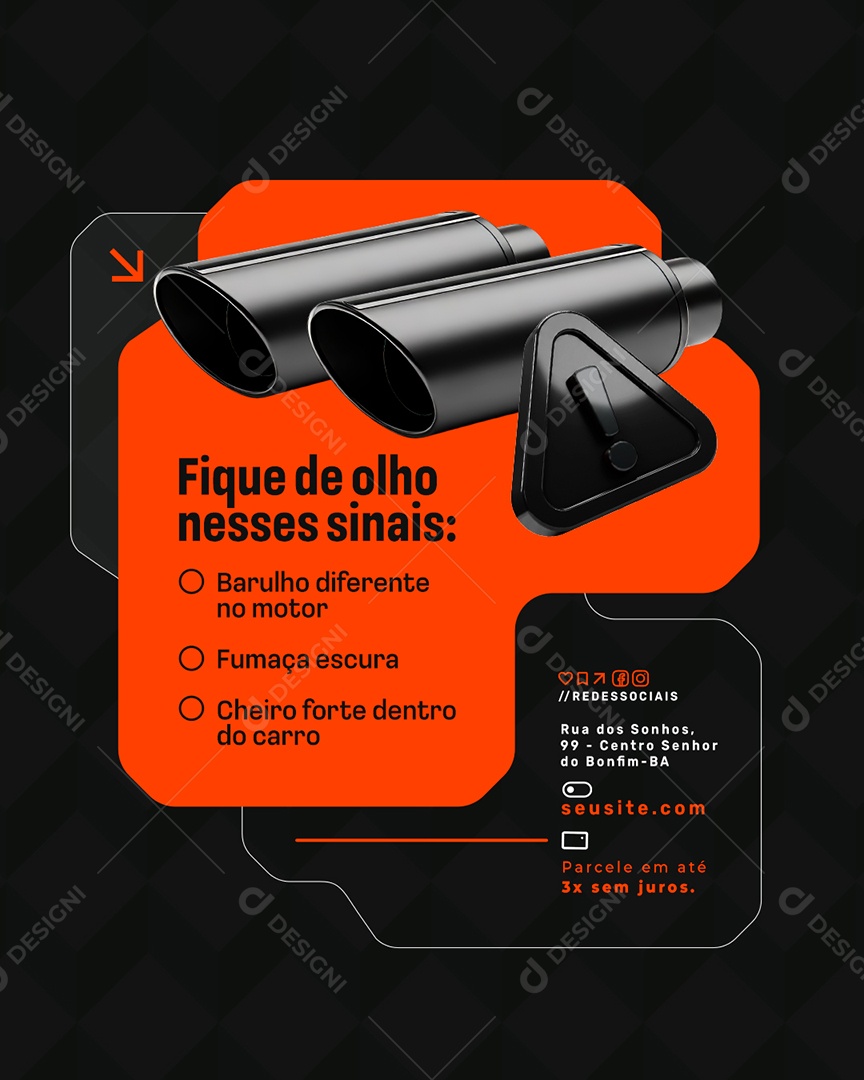 Escapamentos Fique de Olho Nesses Sinais Social Media PSD Editável