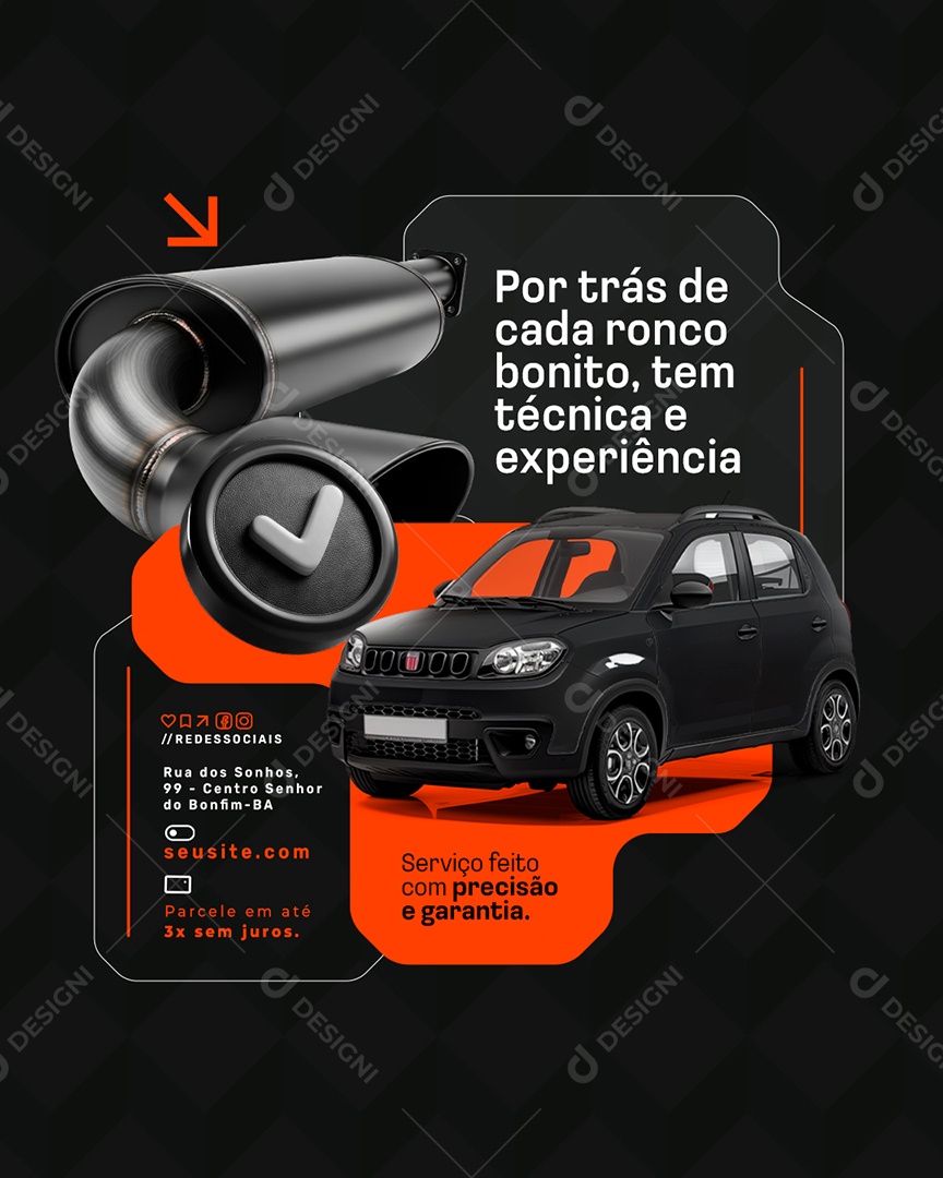 Escapamentos Por Trás de Cada Ronco Bonito Social Media PSD Editável