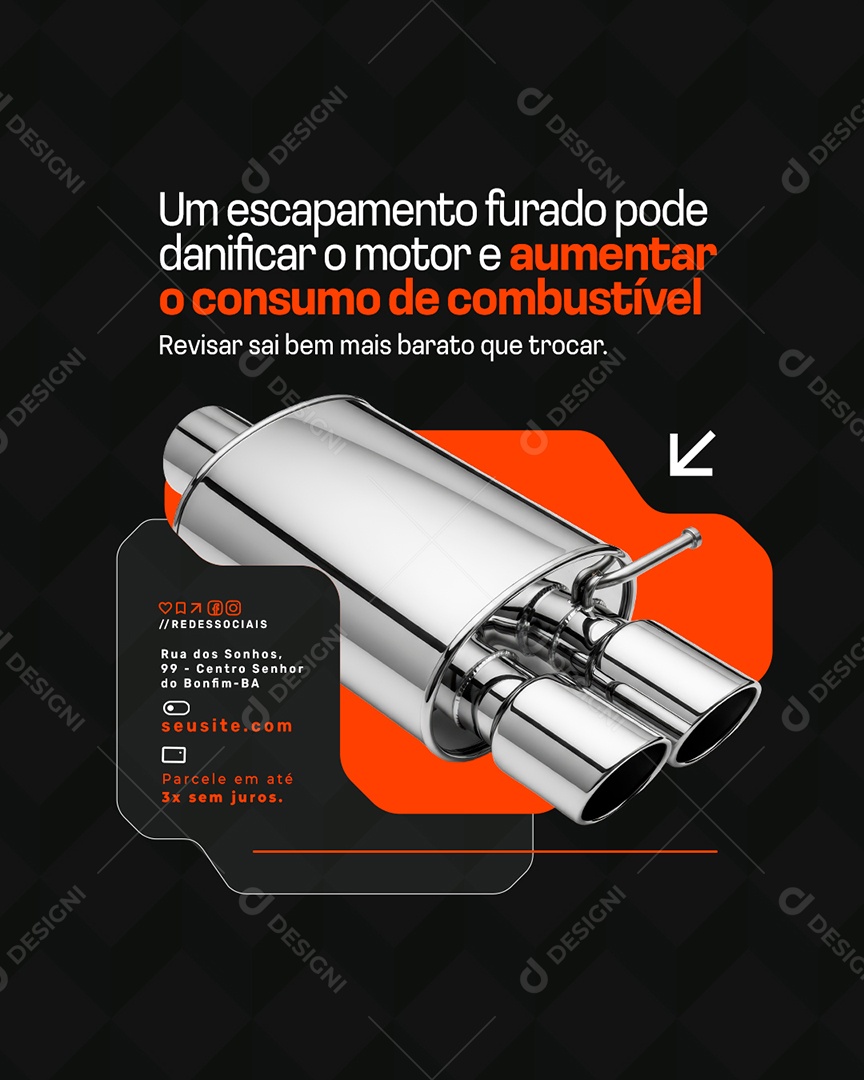 Escapamentos Um Escapamento Furado Pode Danificar o Motor Social Media PSD Editável