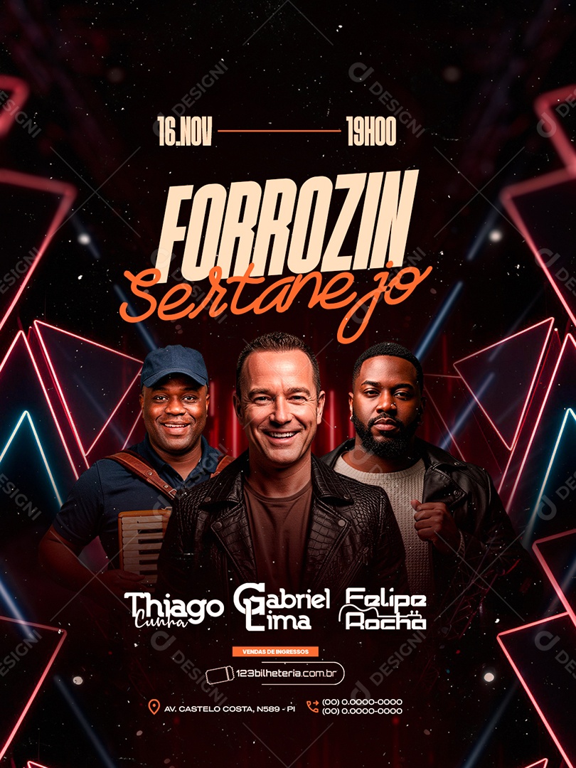 Flyer Próximos Shows Forrozin Sertanejo Social Media PSD Editável