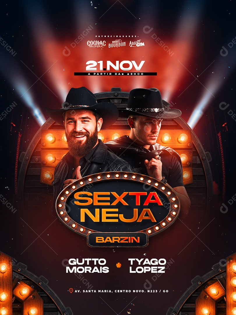 Flyer Próximos Shows Sextaneja Barzin Social Media PSD Editável