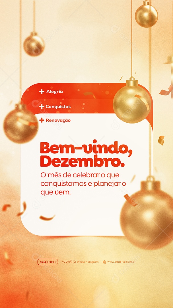 Story Bem Vindo Dezembro Social Media PSD Editável
