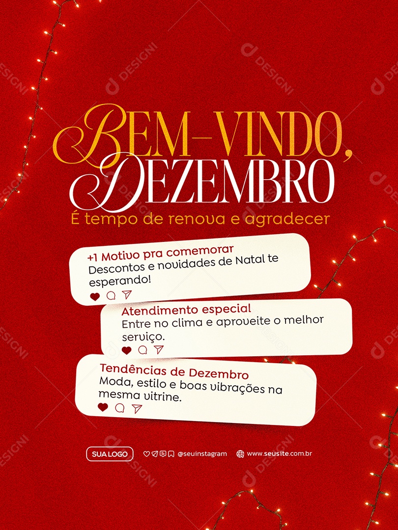Bem Vindo Dezembro Social Media PSD Editável