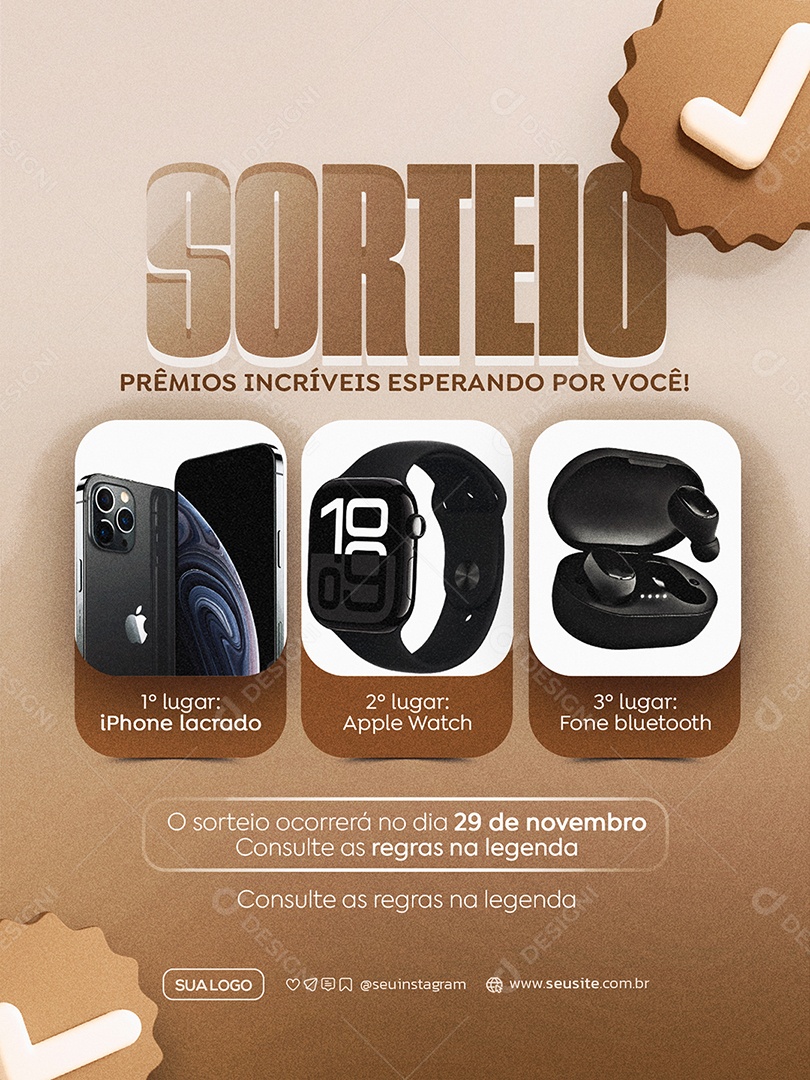 Sorteio Prêmios Incríveis Social Media PSD Editável