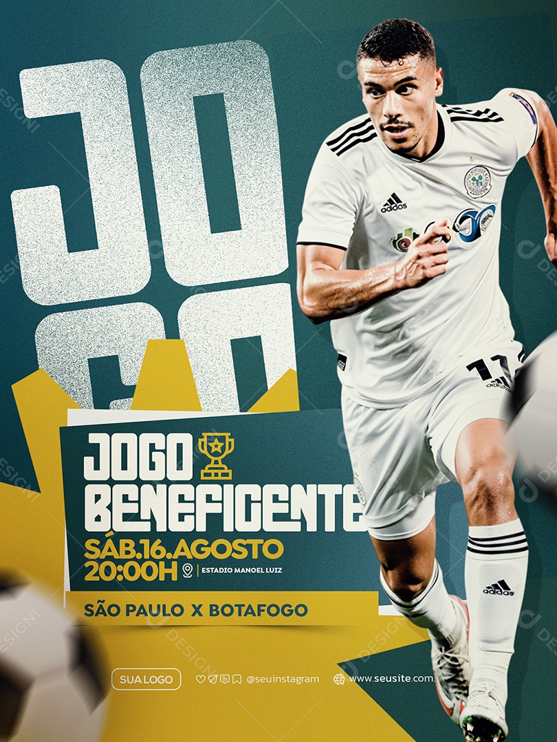 Torneio de Futebol Jogo Beneficente Social Media PSD Editável
