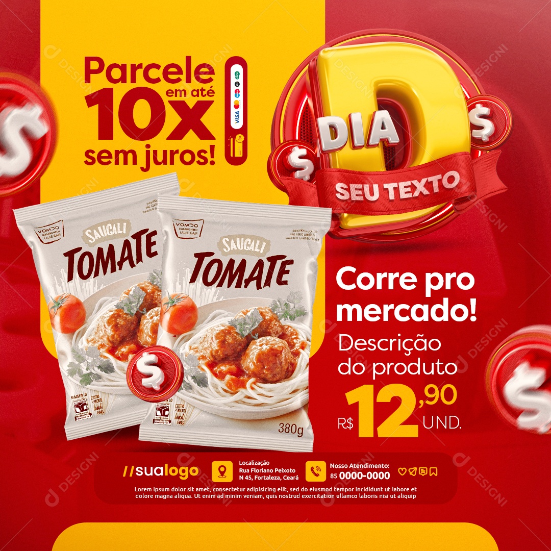 Dia D Supermercado Corre Pro Mercado Social Media PSD Editável