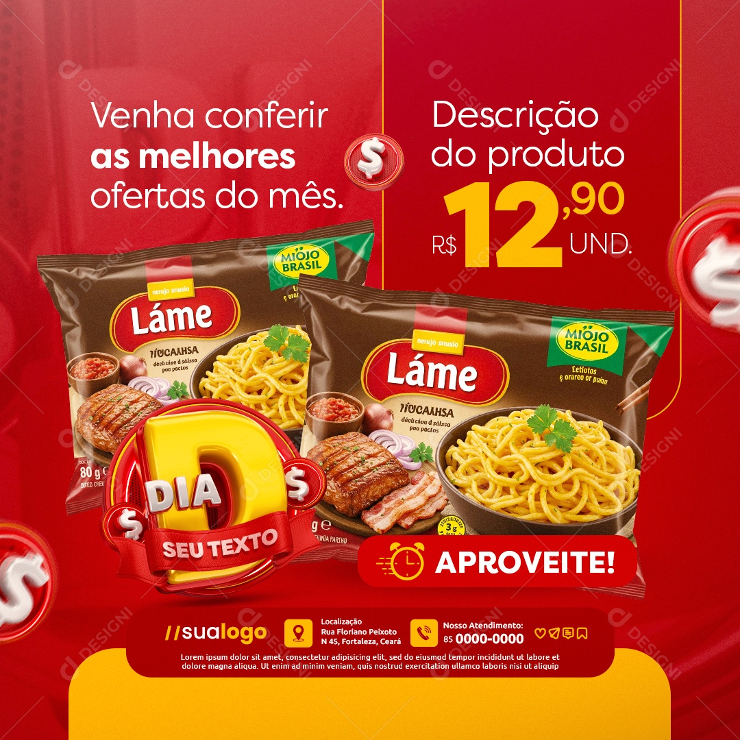 Dia D Supermercado Venha Conferir As Melhores Ofertas do Mês Social Media PSD Editável