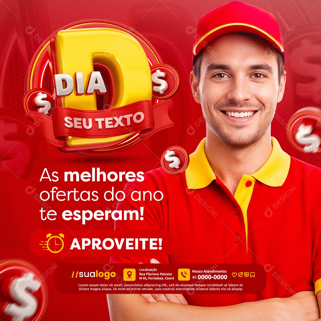 Dia D Supermercado As Melhores Ofertas do Ano Te Esperam Social Media PSD Editável