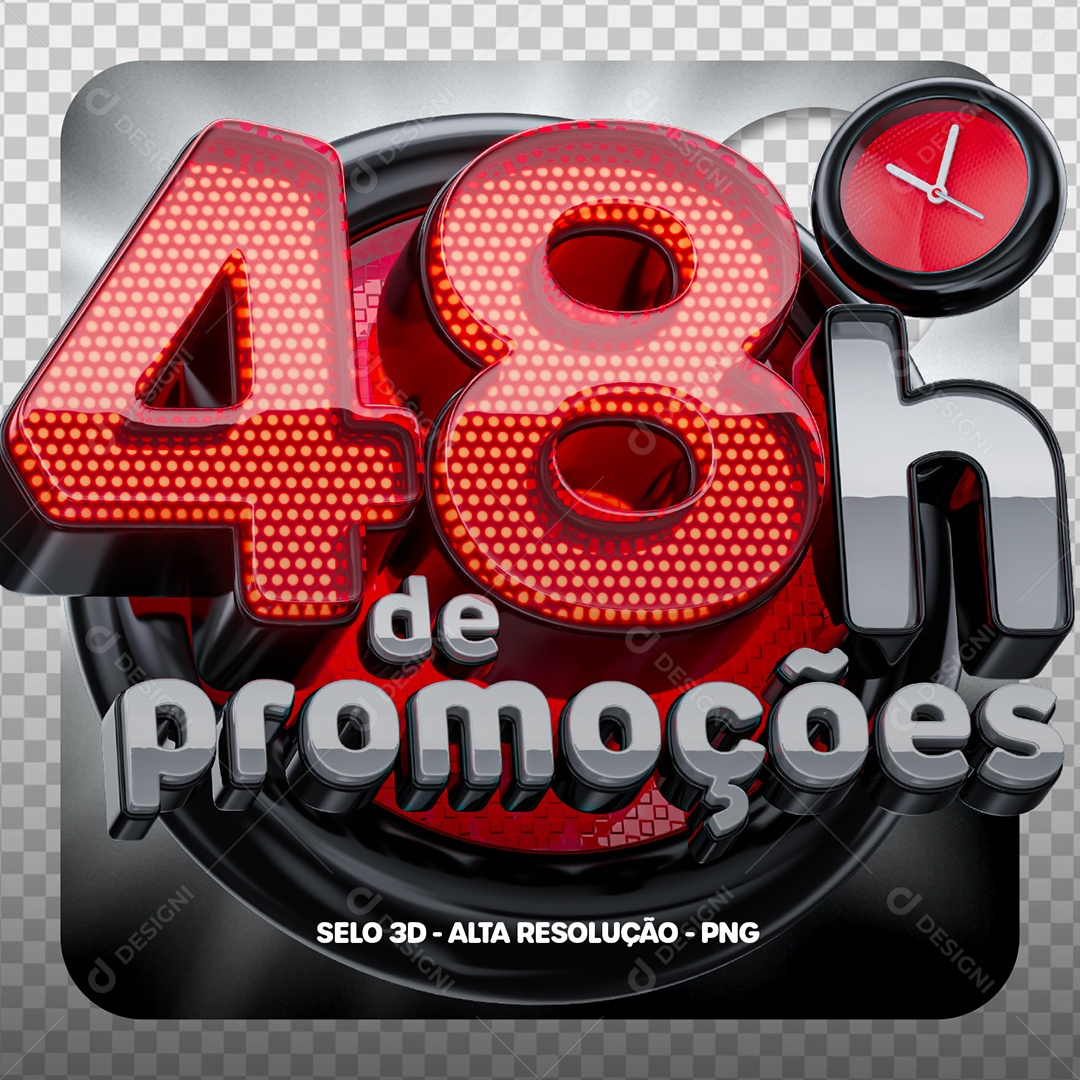 Selo 3D 48h de Promoções para Composição PSD