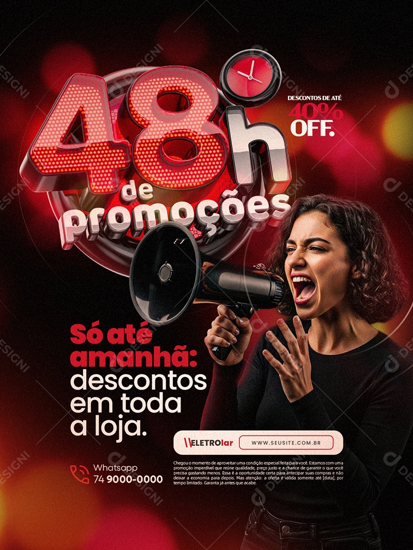 Loja de Eletrodomésticos 48h de Promoções Só Até Amanhã Social Media PSD Editável