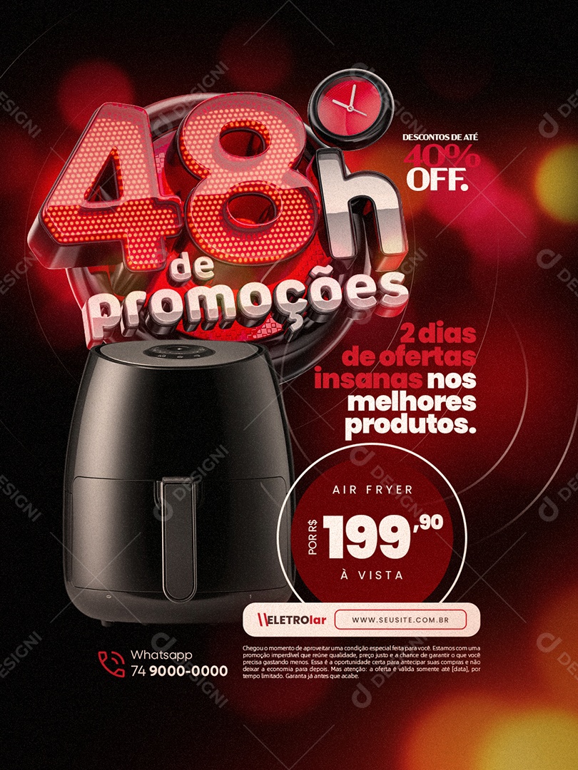 Loja de Eletrodomésticos 48h de Promoções Air Flyer Social Media PSD Editável