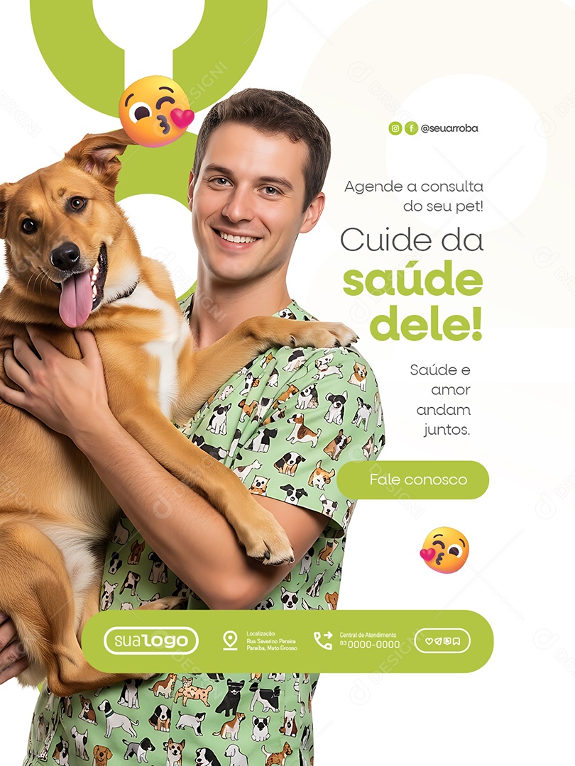 Veterinário Cuide da Saúde Dele Social Media PSD Editável
