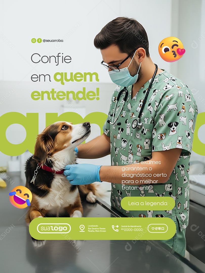 Veterinário Confie em Quem Entende Social Media PSD Editável