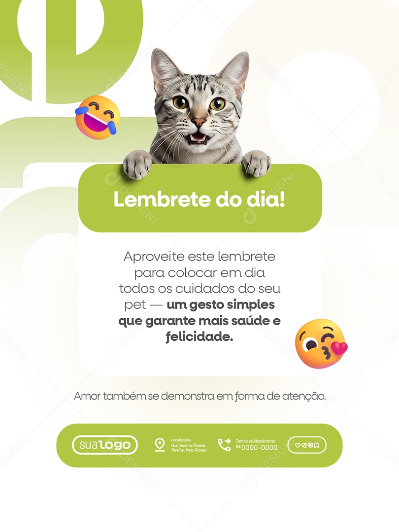 Veterinário Lembrete do Dia Aproveite Social Media PSD Editável