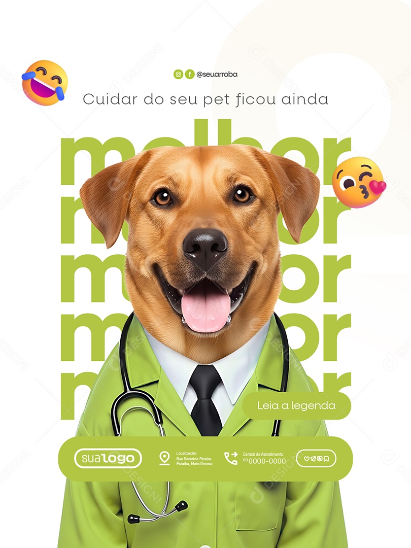 Veterinário Cuidar do Seu Pet Ficou Ainda Melhor Social Media PSD Editável