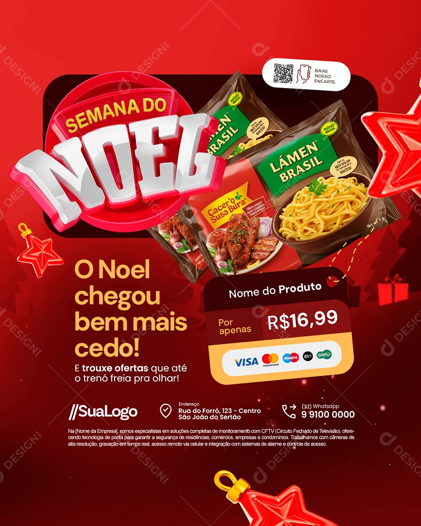 Semana do Noel Supermercado O Noel Chegou Bem Mais Cedo Social Media PSD Editável