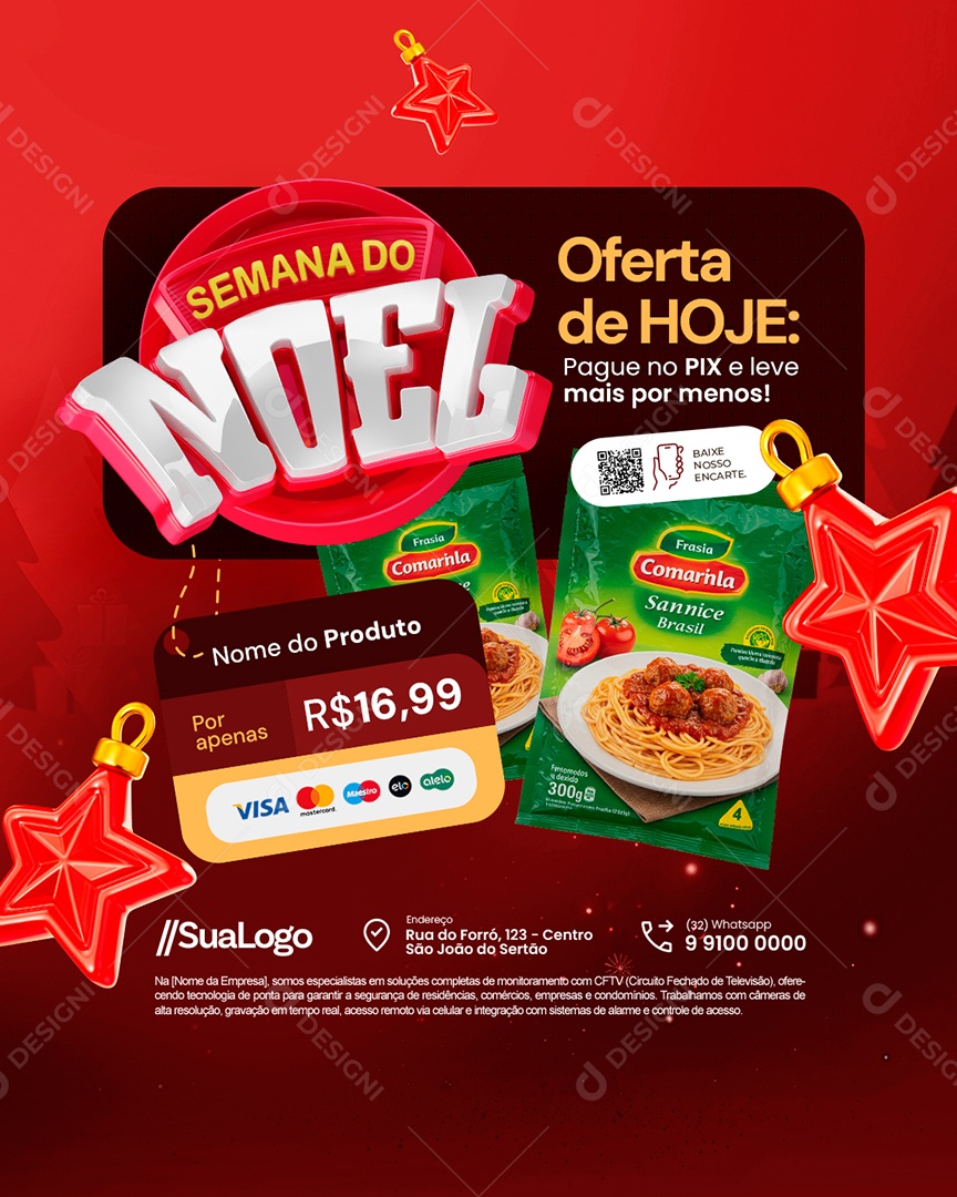 Semana do Noel Supermercado Oferta de Hoje Pague no Pix Social Media PSD Editável
