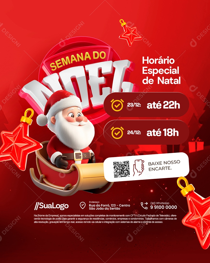 Semana do Noel Supermercado Horário Especial de Natal Social Media PSD Editável