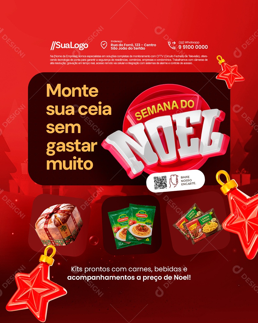 Semana do Noel Supermercado Monte Sua Ceia Sem Gastar Muito Social Media PSD Editável