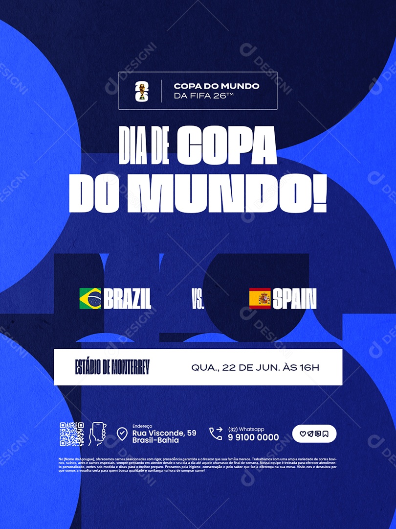 Dia de Copa do Mundo Brazil VS Espanha Social Media PSD Editável