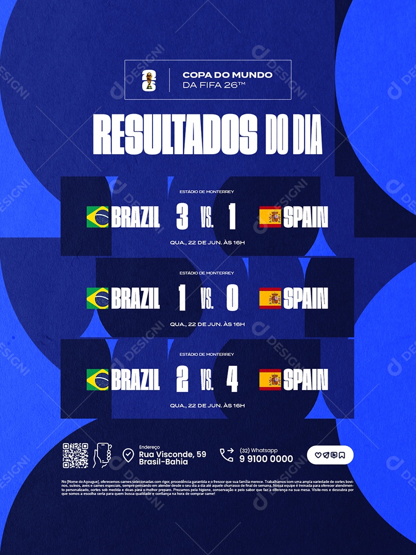 Copa do Mundo da Fifa Resultados do Dia Social Media PSD Editável