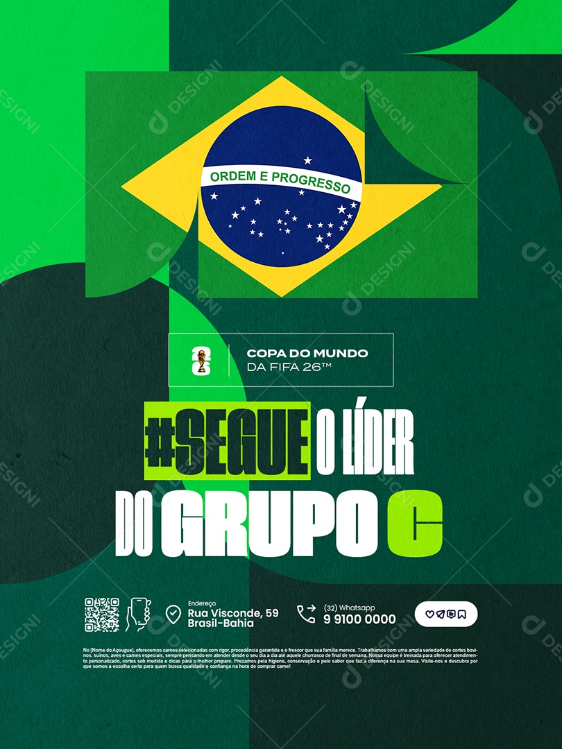 Copa do Mundo da Fifa Segue o Líder do Grupo C Brasil Social Media PSD Editável