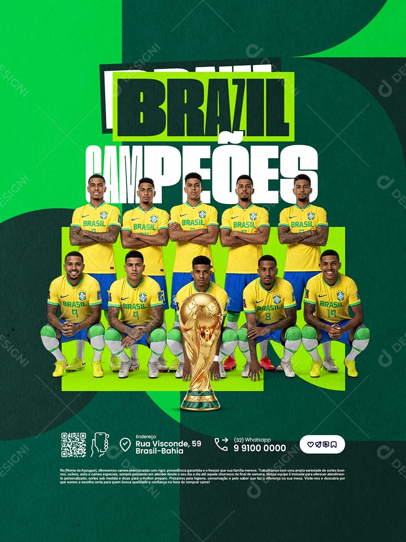 Copa do Mundo Brazil Campeões Social Media PSD Editável