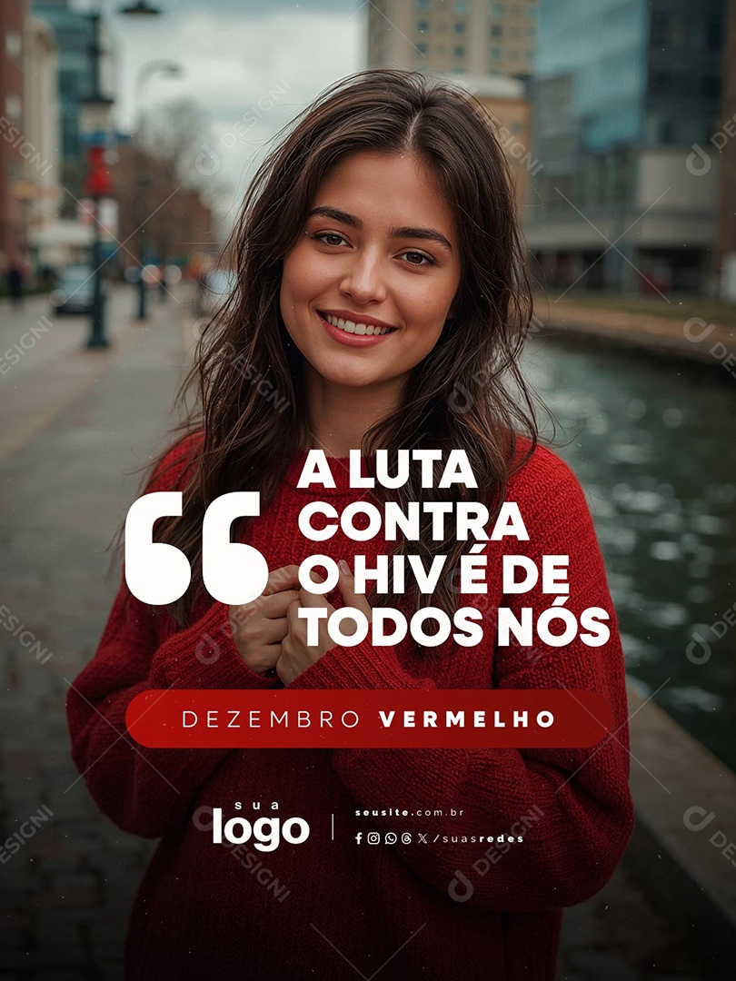 Dezembro Vermelho Mês de Prevenção Ao Hiv e Aids Social Media PSD Editável
