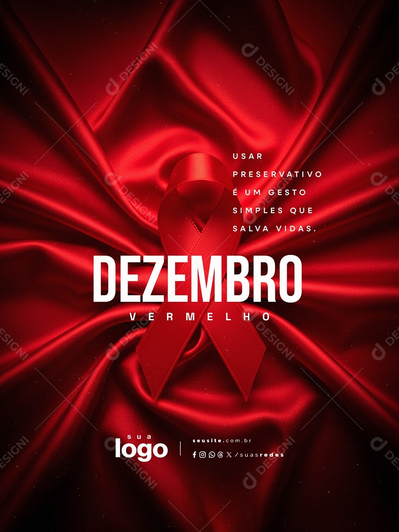 Dezembro Vermelho Usar Preservativo é Um Gesto Simples Que Salva Vidas Social Media PSD Editável