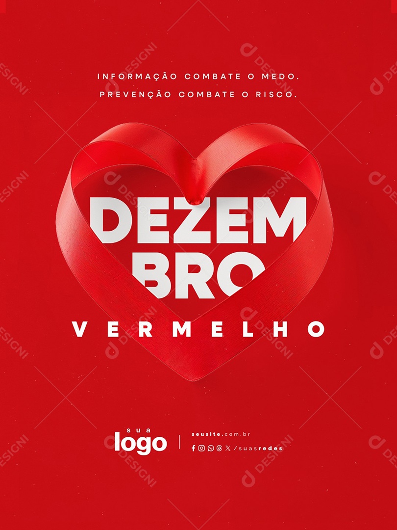 Dezembro Vermelho Informação Combate o Medo Social Media PSD Editável