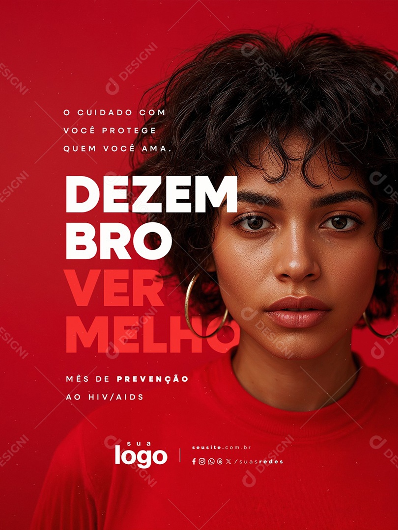 Dezembro Vermelho Mês de Prevenção Ao Hiv e Aids Social Media PSD Editável