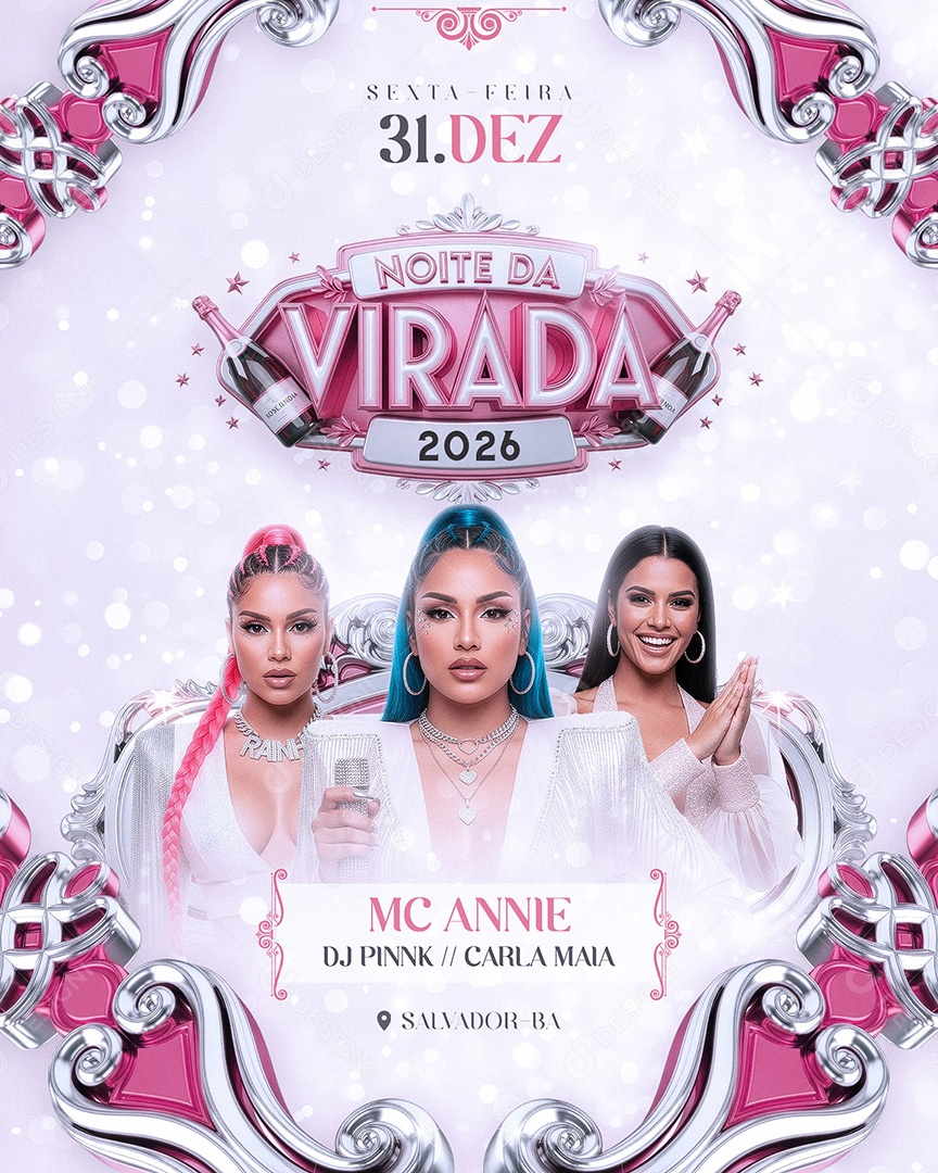 Flyer Noite Da Virada 2026 Social Media Feed PSD Editável