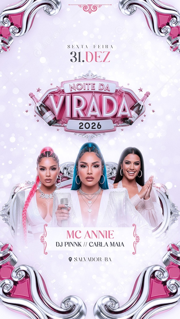 Flyer Noite Da Virada 2026 Social Media Story PSD Editável