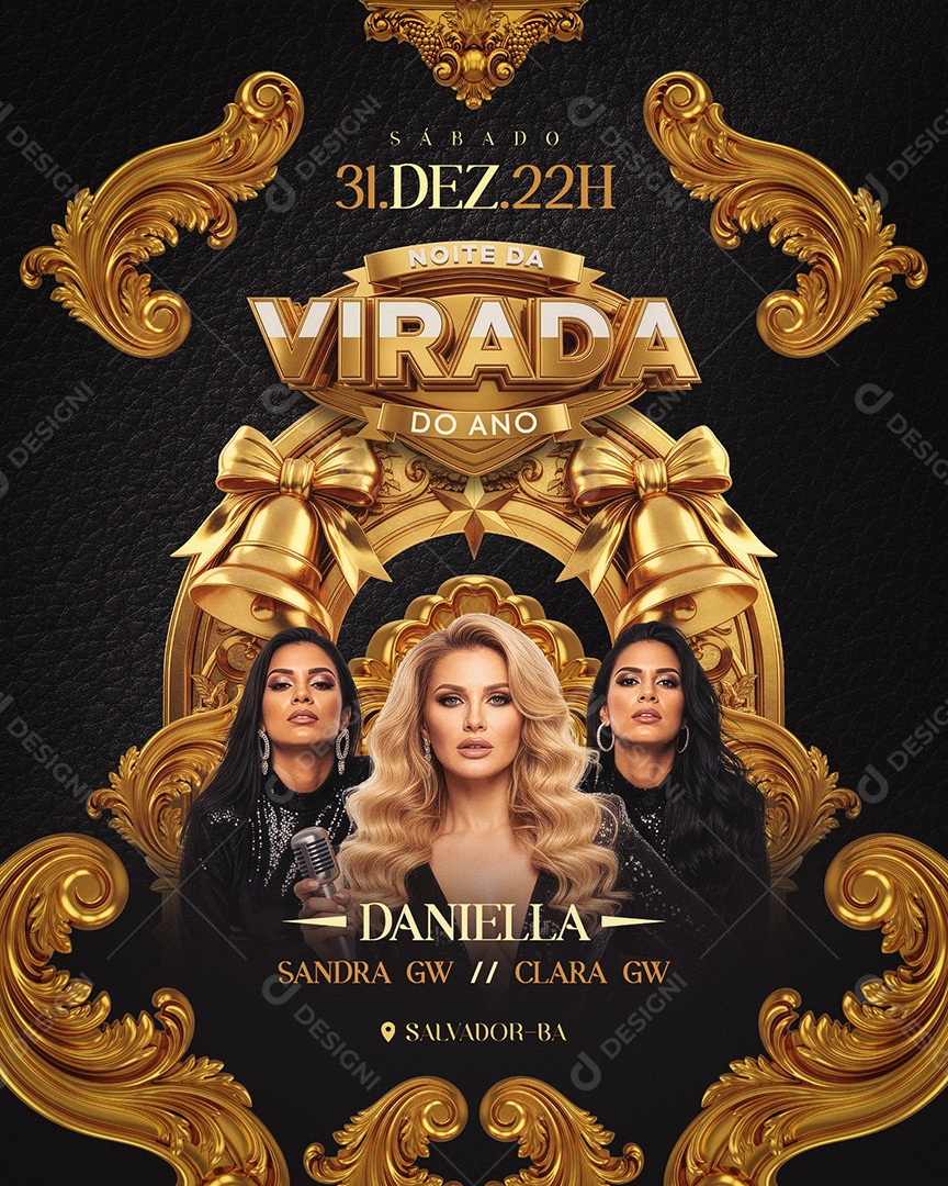 Flyer Noite Da Virada Do Ano Social Media Feed PSD Editável