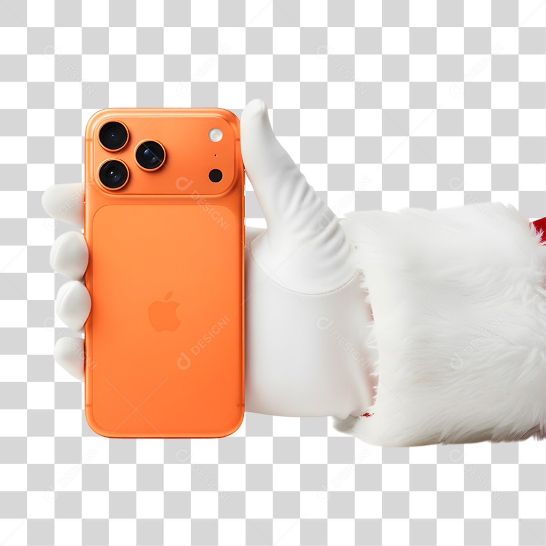 Papai Noel Segurando Telefone Celular PNG Transparente