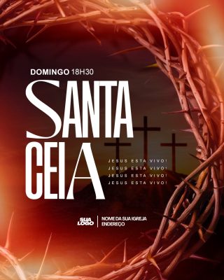 Santa Ceia Domingo 18h30 Flyer Coroa Espinhos PSD Editável