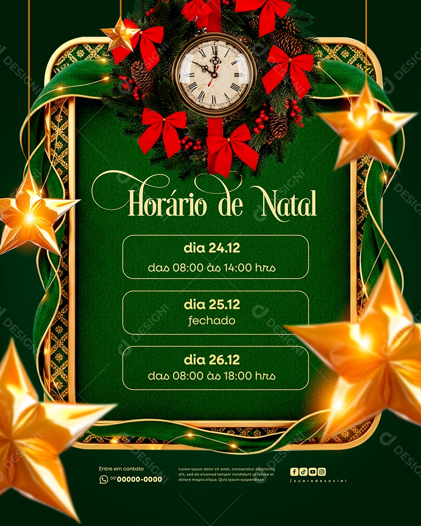 Horário Especial de Natal Social Media PSD Editável